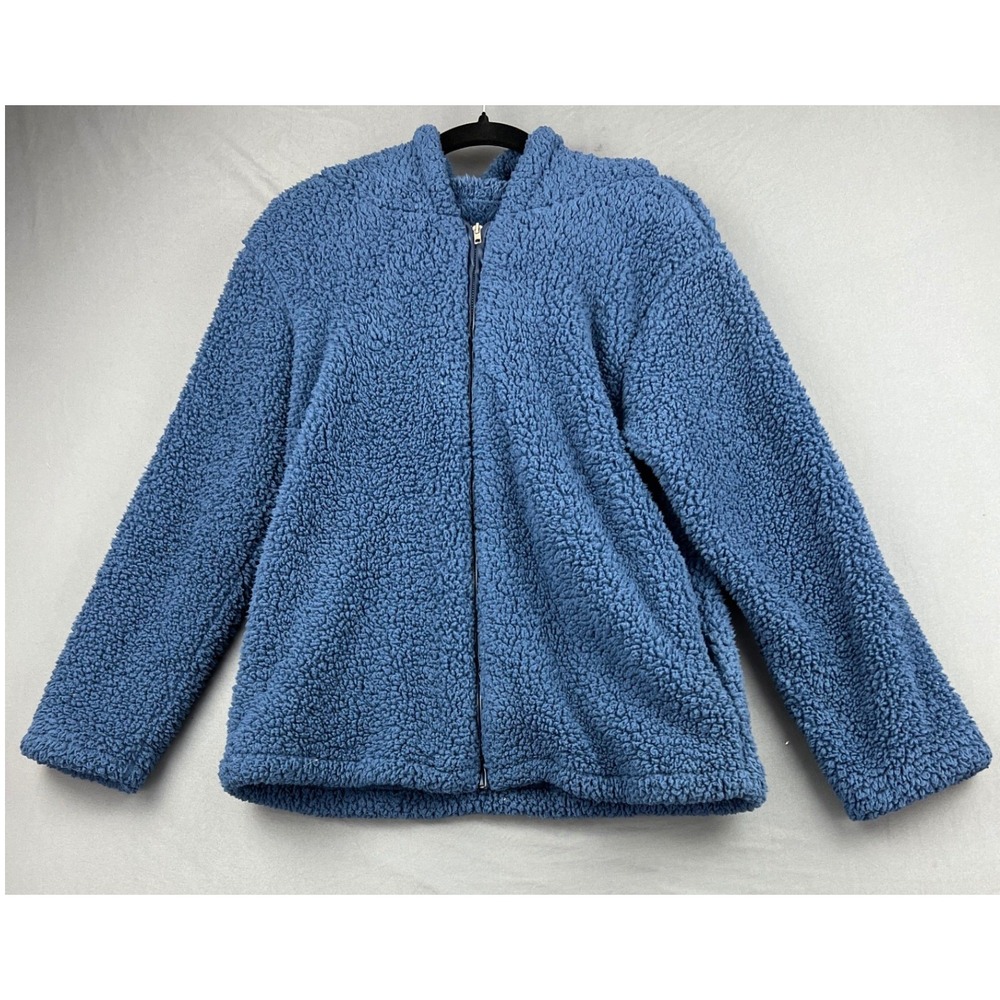 Unbranded Sherpa Fleece Hoodie Women Small Zip Up Jacket Blue Soft Casual Good